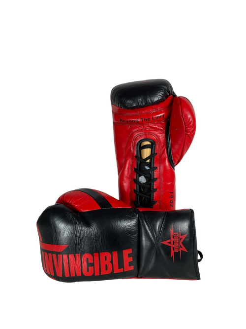 Gants de boxe Invincible Zenata 14oz — cuir de grain supérieur à lacets