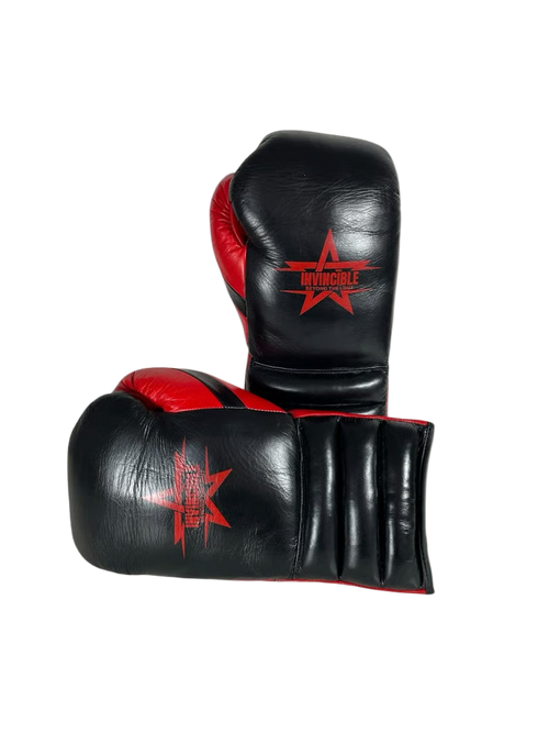 Gants de boxe Invincible Zenata 16oz Triple Cuff — cuir de grain supérieur à lacets