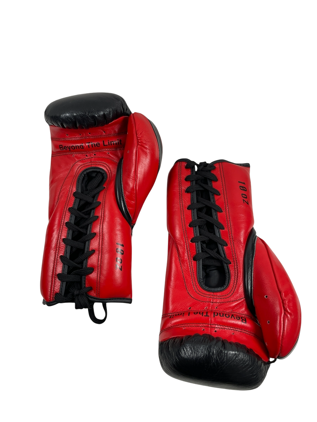 Gants de boxe Zenata 10oz — cuir de grain supérieur noir à lacets, étoile rouge, Invincible