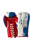 Gants de boxe Tricolore 10oz à lacets : édition française bleu blanc rouge, cuir de grain supérieur, Invincible