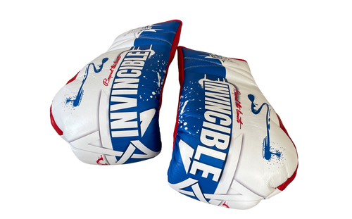 Gants de boxe Invincible Tricolore 16oz — cuir de grain supérieur à lacets