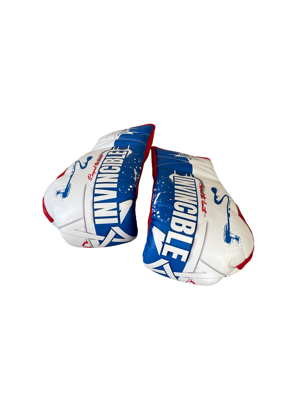 Gants de boxe Tricolore 10oz à lacets : édition française bleu blanc rouge, cuir de grain supérieur, Invincible