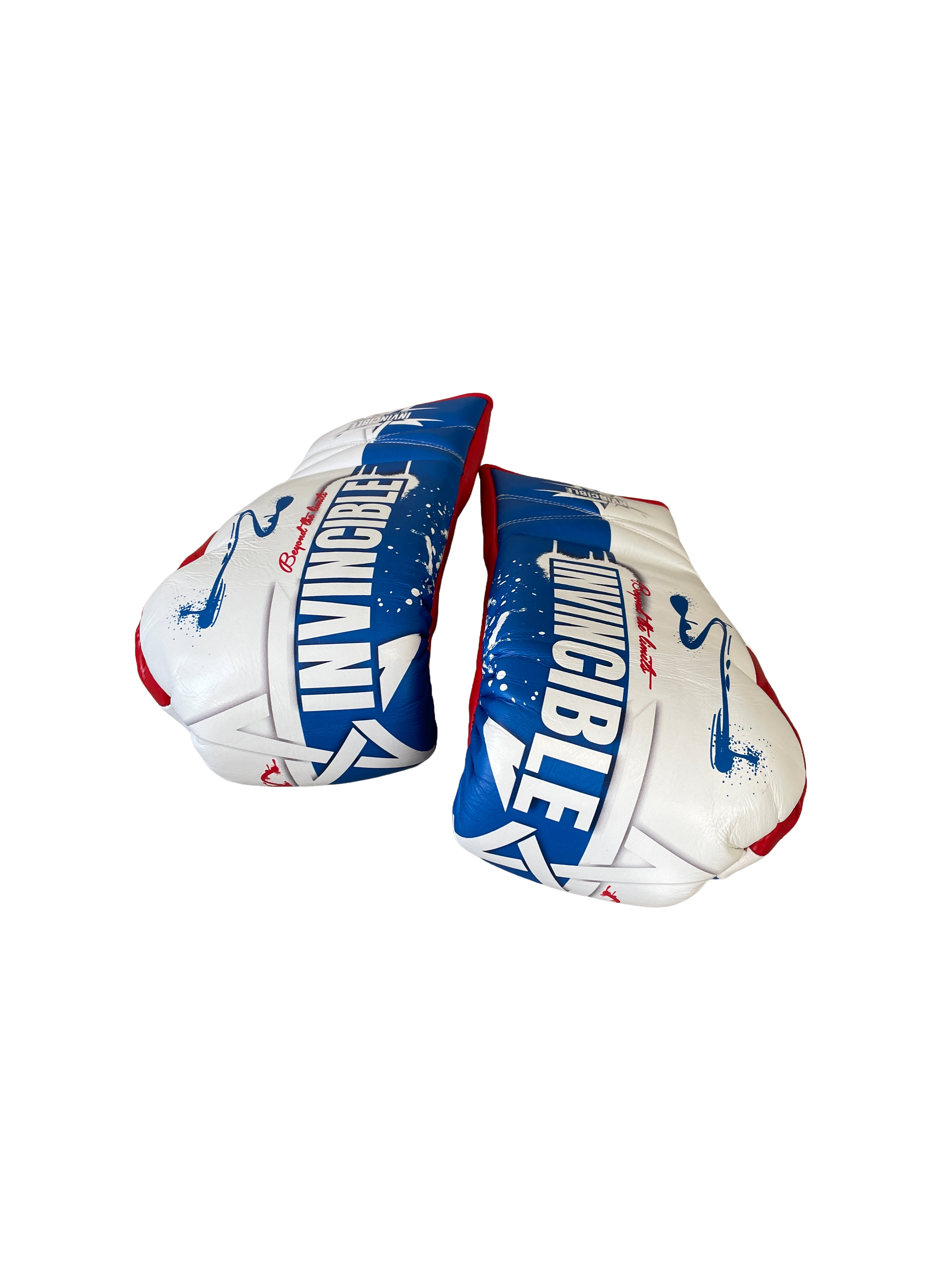 Gants de boxe Tricolore 10oz à lacets : édition française bleu blanc rouge, cuir de grain supérieur, Invincible
