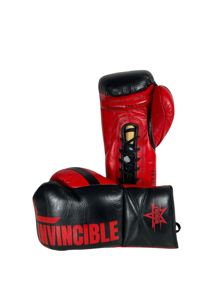 Gants de boxe Invincible Zenata 14oz — cuir de grain supérieur à lacets