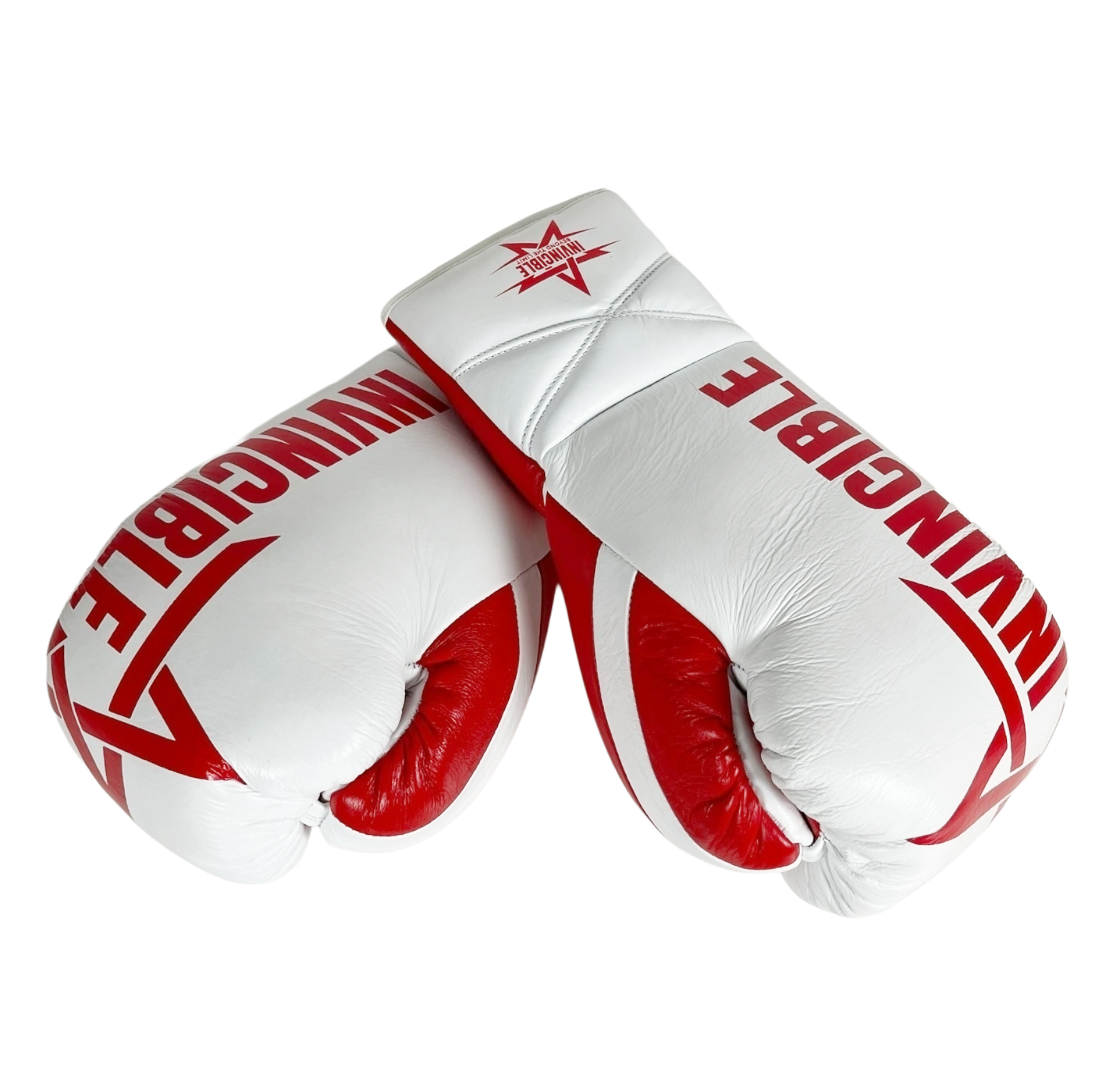 Gants de boxe Almoravid — cuir de grain supérieur blanc à lacets, Invincible