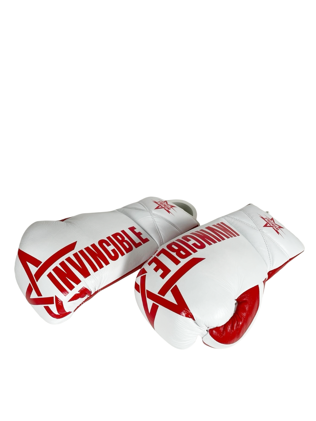 Gants de boxe Almoravid — cuir de grain supérieur blanc à lacets, Invincible