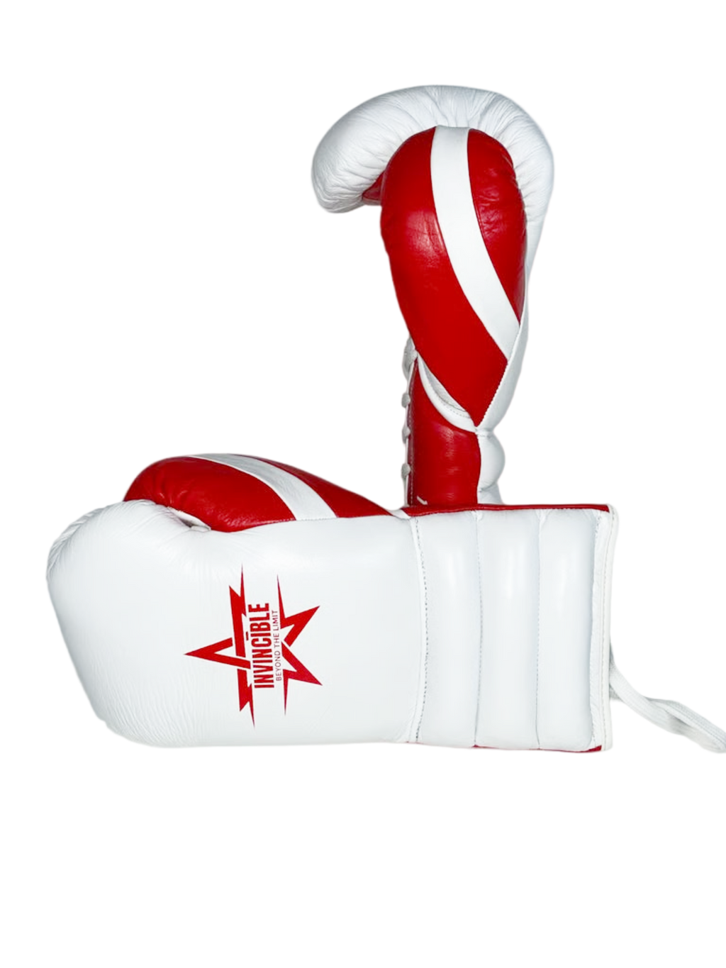 Gants de boxe Almoravid 16oz Triple Cuff à lacets : cuir de grain supérieur blanc, Invincible