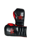 Gants de boxe Zenata 16oz Triple Cuff — cuir de grain supérieur noir à lacets, Invincible